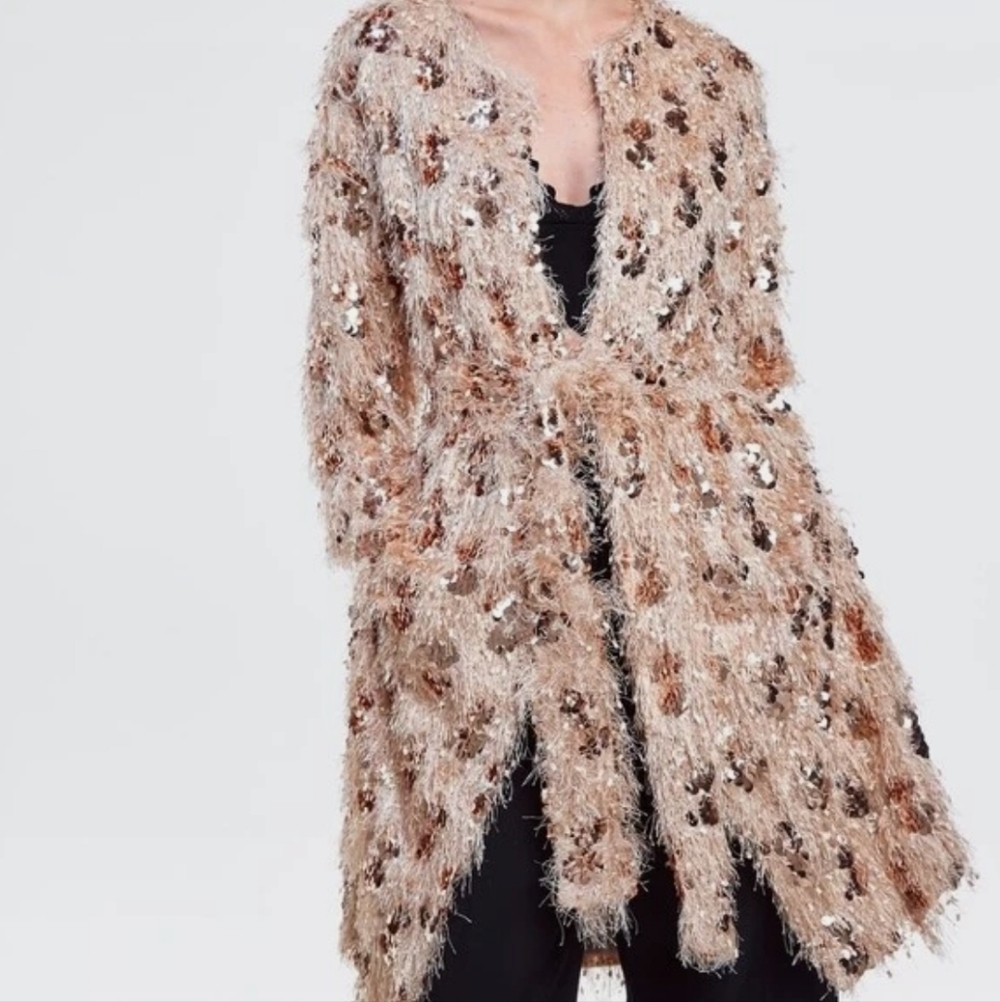 Zara Beige and Brown Textured Coat